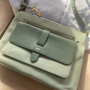 FOSSIL Kinley Eco-Leather Large Crossbody Purse Handbag in Balsam Green